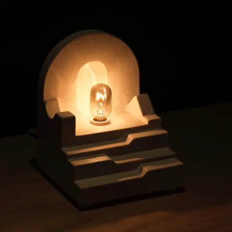 The Stars Are Not Jewels But Endless Fire — Plaster, electric wiring, incandescent lightbulb - 4x4x5", 2026 (3 of 6)